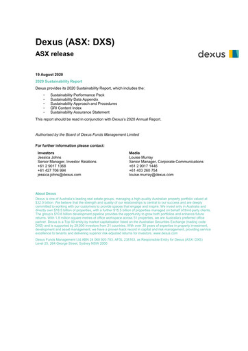 Thumbnail Dexus Sustainability Report 2020