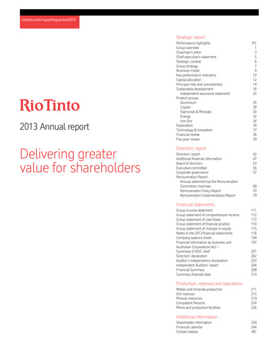 Vorschaubild Rio Tinto Jahresbericht 2013