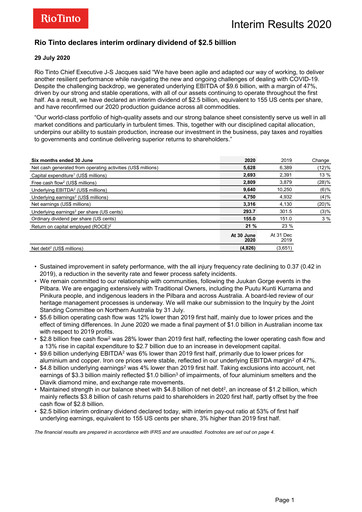 Thumbnail Rio Tinto Half-year Report 2020-h1