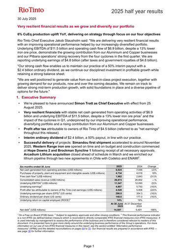 Thumbnail Rio Tinto Half-year Report 2025-h1