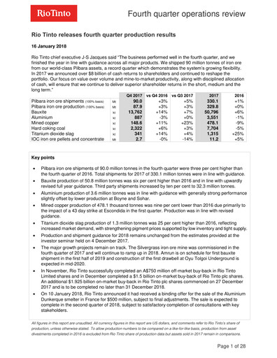 Thumbnail Rio Tinto Quarterly Report 2017-q4