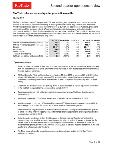 Thumbnail Rio Tinto Quarterly Report 2019-q2