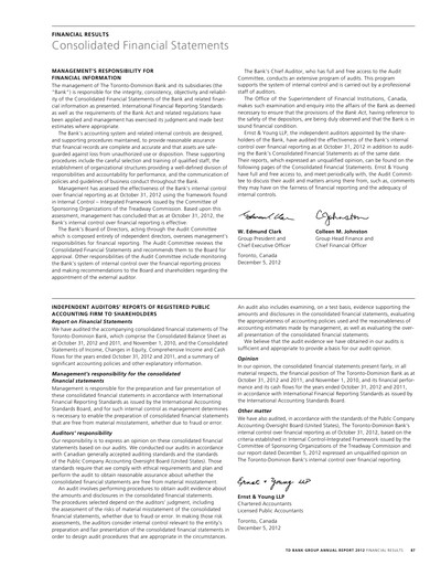 Thumbnail Toronto Dominion Bank Financial Statement 2012