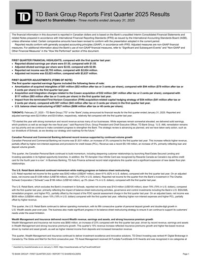 Thumbnail Toronto Dominion Bank Quarterly Report 2025-q1