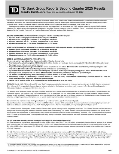 Thumbnail Toronto Dominion Bank Quarterly Report 2025-q2