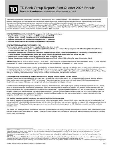 Thumbnail Toronto Dominion Bank Quarterly Report 2026-q1