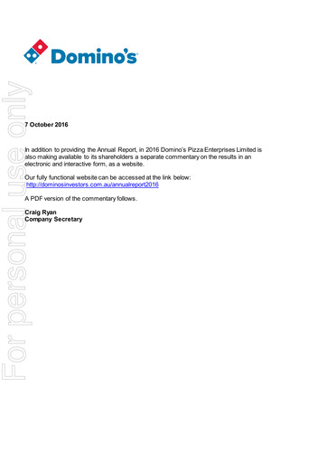 Thumbnail Domino's Pizza Enterprises (Australia) Annual Report 2016