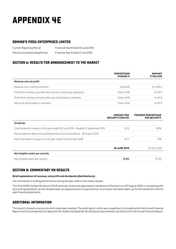 Thumbnail Domino's Pizza Enterprises (Australia) Annual Report 2019
