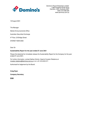 Thumbnail Domino's Pizza Enterprises (Australia) Sustainability Report 2021