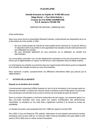 Thumbnail Placoplatre Annual Report 2024