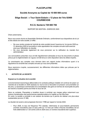 Thumbnail Placoplatre Annual Report 2025