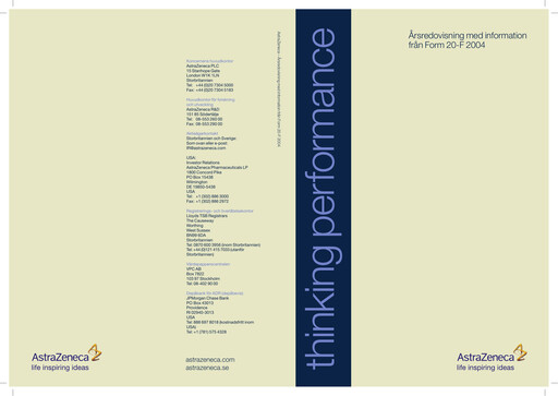Thumbnail AstraZeneca Annual Report 2004