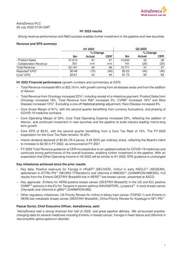 Miniature AstraZeneca Rapport semestriel 2022-h1