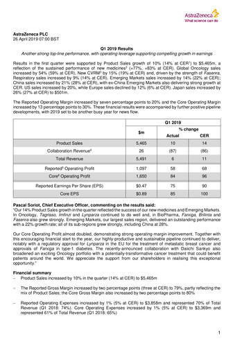 Miniature AstraZeneca Rapport trimestriel 2019-q1