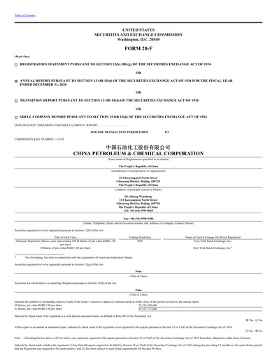 Thumbnail Sinopec Financial Report 2020