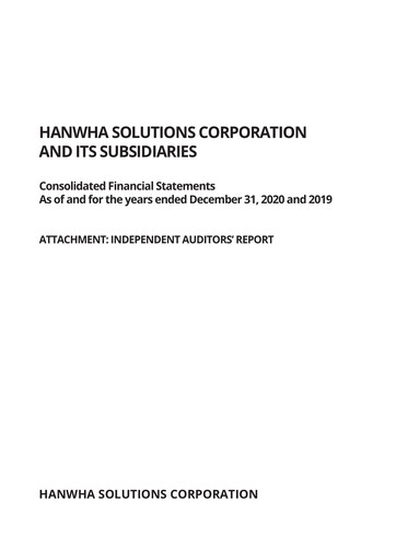 Thumbnail Hanwha Solutions Financial Statement 2020
