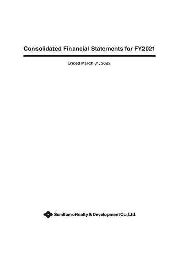 Thumbnail Sumitomo Realty & Development Financial Statement fy2021