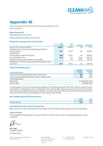 Thumbnail Cleanaway Waste Management Financial Statement 2016