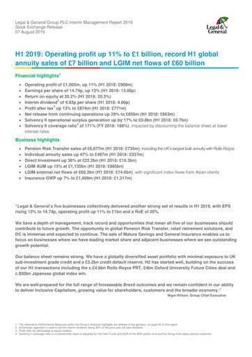 Thumbnail Legal & General Half-year Report 2019