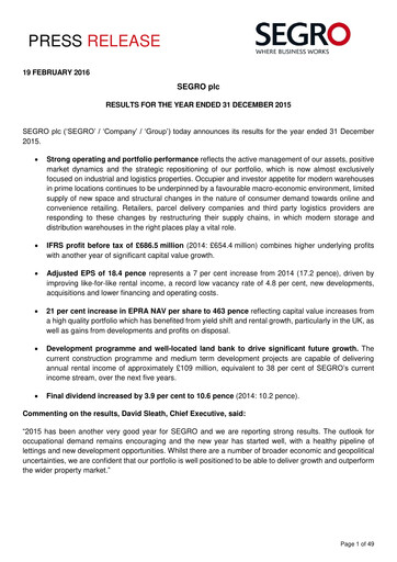 Thumbnail SEGRO Financial Report 2015