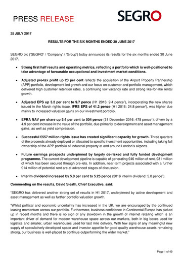 Thumbnail SEGRO Half-year Report 2017-h1