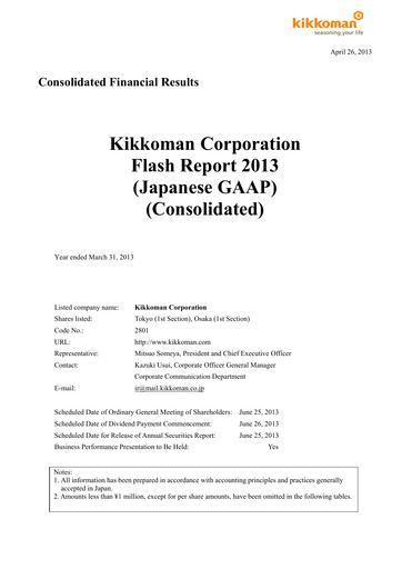 Thumbnail Kikkoman Financial Statement fy2013