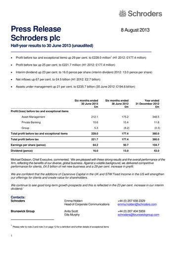 Thumbnail Schroders Half-year Report 2013-h1