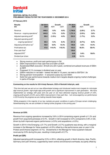 Thumbnail Rentokil Initial Financial Report 2014