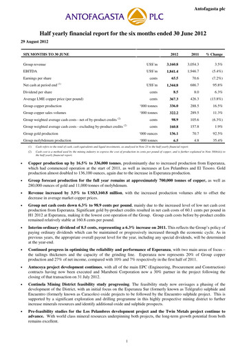 Miniature Antofagasta Rapport semestriel 2012