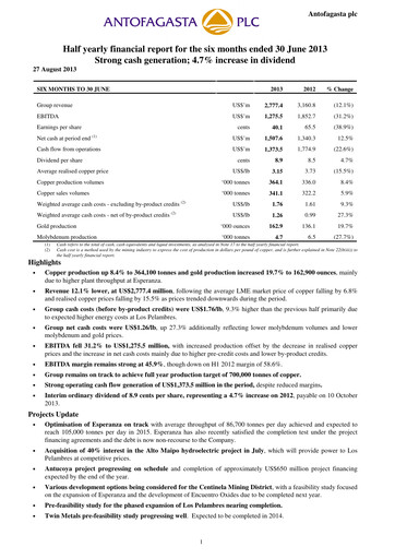 Miniature Antofagasta Rapport semestriel 2013