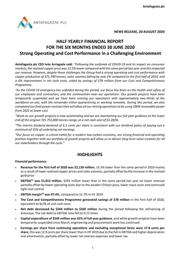 Miniature Antofagasta Rapport semestriel 2020