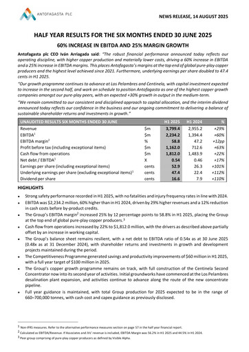 Miniature Antofagasta Rapport semestriel 2025