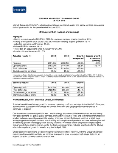 Thumbnail Intertek Half-year Report 2012-h1