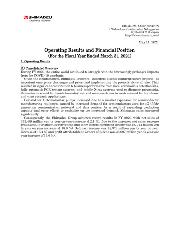 Thumbnail Shimadzu Financial Statement fy2020