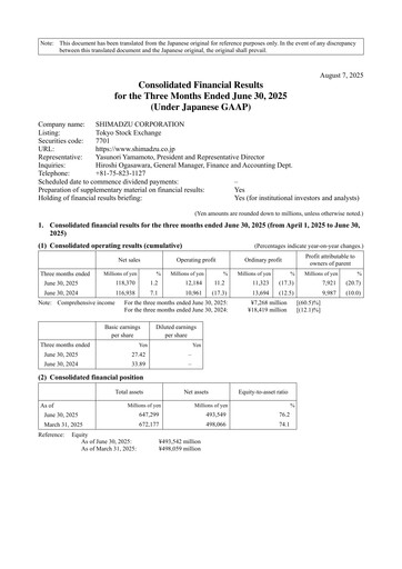 Thumbnail Shimadzu Quarterly Report 2025-q1