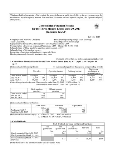 Thumbnail MISUMI Group Quarterly Report 2017-q1