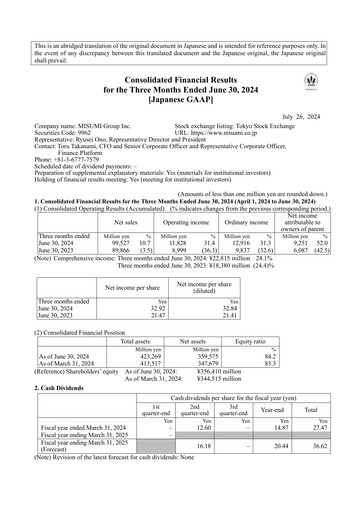 Thumbnail MISUMI Group Quarterly Report 2024-q1