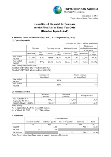 Miniature Nippon Sanso Rapport semestriel 2016-h1
