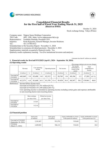 Miniature Nippon Sanso Rapport semestriel 2025-h1