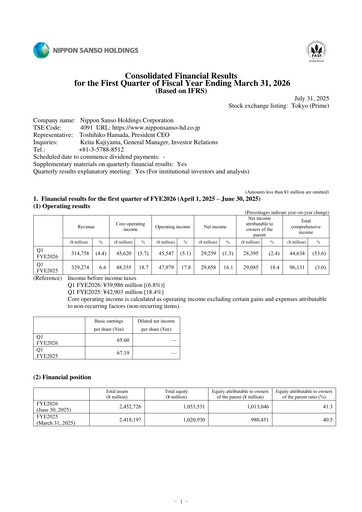 Miniature Nippon Sanso Rapport trimestriel 2026-q1