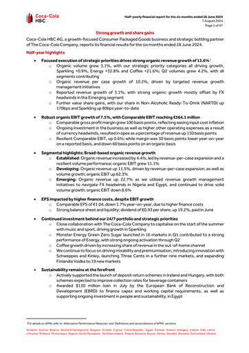 Thumbnail Coca-Cola HBC Half-year Report 2024-h1