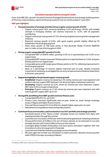 Thumbnail Coca-Cola HBC Half-year Report 2025-h1