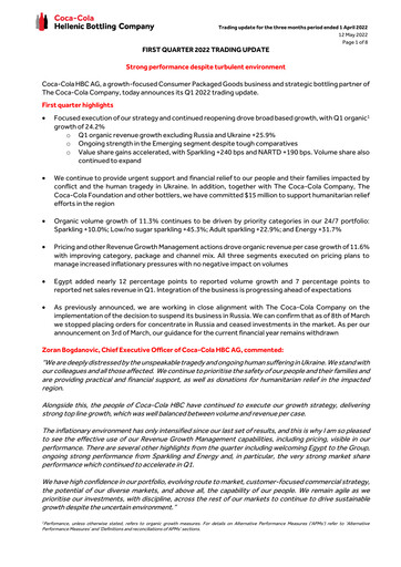 Thumbnail Coca-Cola HBC Quarterly Report 2022-q1