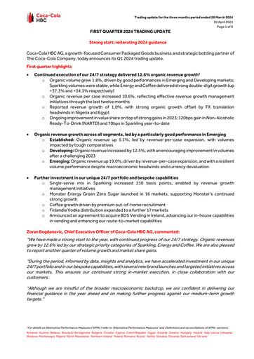 Thumbnail Coca-Cola HBC Quarterly Report 2024-q1