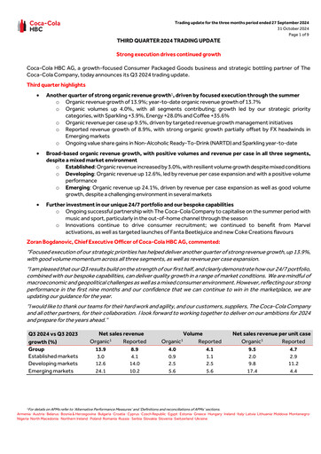 Thumbnail Coca-Cola HBC Quarterly Report 2024-q3