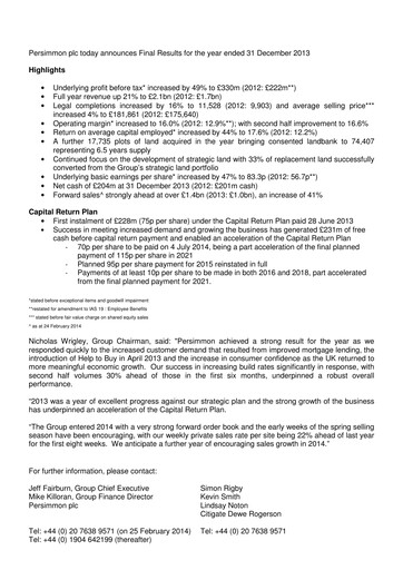 Thumbnail Persimmon Financial Report 2013
