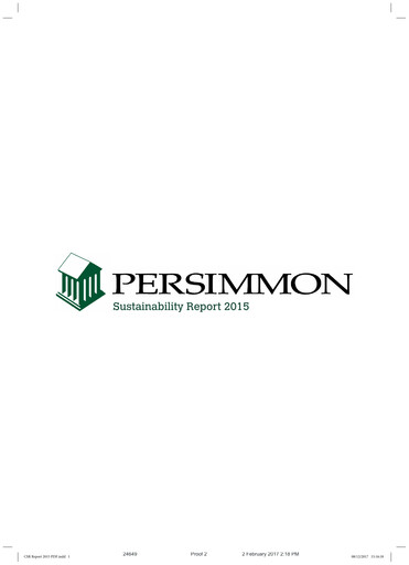 Thumbnail Persimmon Sustainability Report 2015