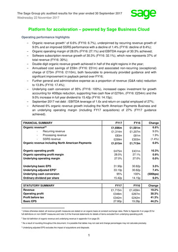 Thumbnail Sage Group
 Financial Report 2017