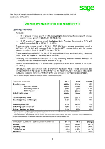 Thumbnail Sage Group
 Half-year Report 2017-h1
