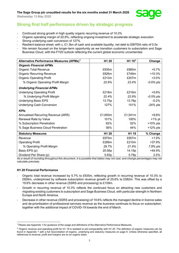 Thumbnail Sage Group
 Half-year Report 2020-h1
